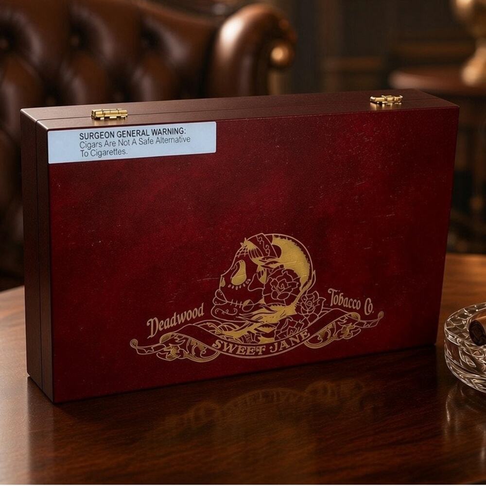 Drew Estate Deadwood Tobacco Sweet Jane Wooden Cigar Box 10x6.5x2.25 Stash Box